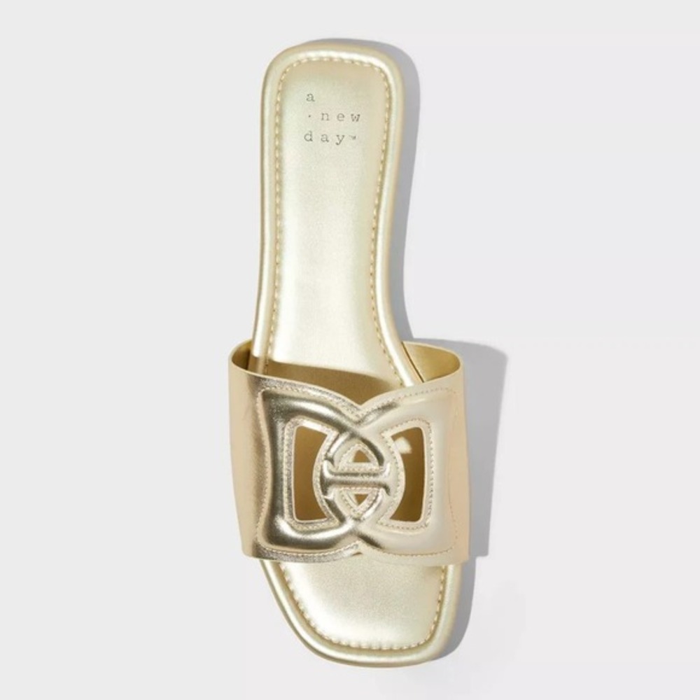Women's Deidra Slide Sandals - A New Day Gold 10 Memory‎ Foam Slip-On - Picture 6 of 8